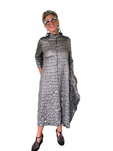 Silver Mock Neck Swing Dress