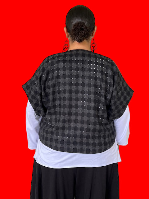 DTH 100% Wool Boxy Vest with Silk Trim