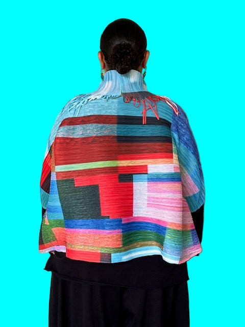 Vanite Couture Fringed Jacket (Blue/Red)