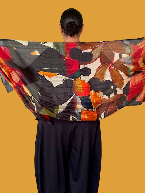 Willamina 100% Silk Scarf (Blue, Red, Green)