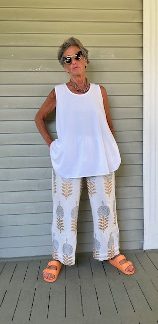 Transparente Lapis Blue Hi Lo Top and Pants Set