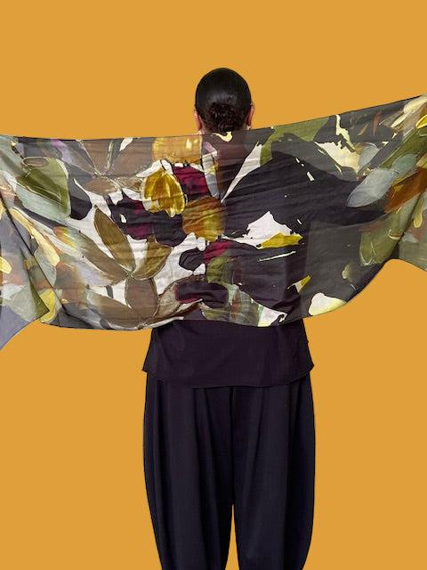 Willamina 100% Silk Scarf (Blue, Red, Green)