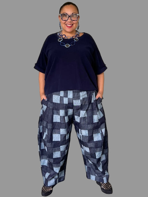 DTH Denim Patchwork Seamed Pants