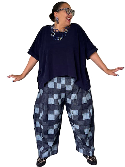 DTH Denim Patchwork Seamed Pants