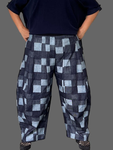 DTH Denim Patchwork Seamed Pants