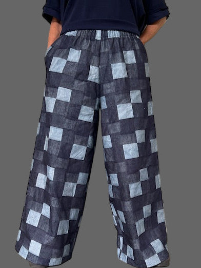 DTH Denim Patchwork Wide Leg Pants