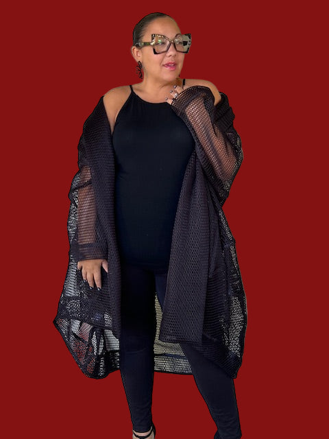 Kedem Irene Black Mesh Coat