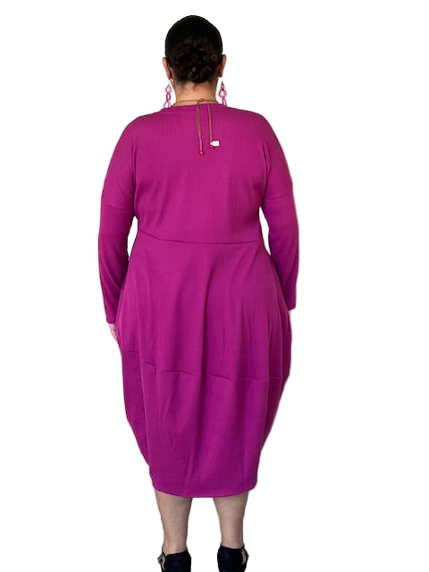Vanity Couture Fuchsia Dress In Ribbed Knit