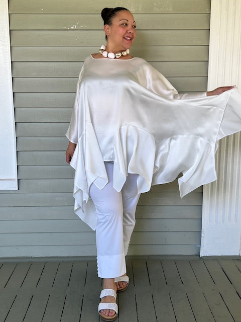 DTH Silk Seersucker Flutter Top