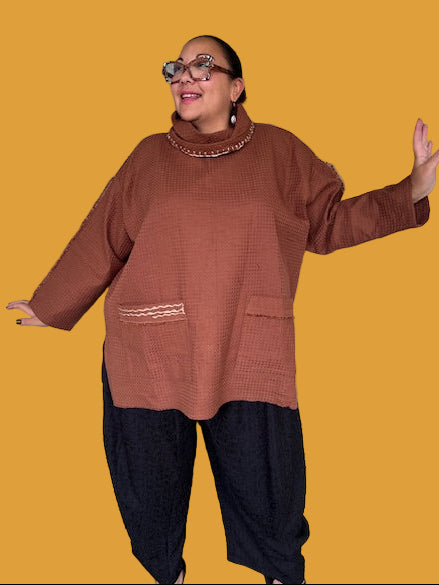 DTH 100% Cotton Cowl Neck Top