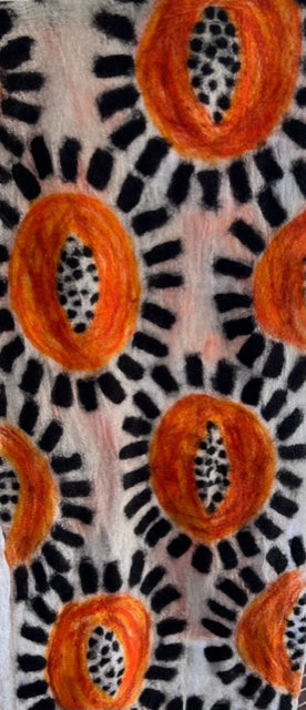 Papaya Felted Wool and Chiffon Scarf