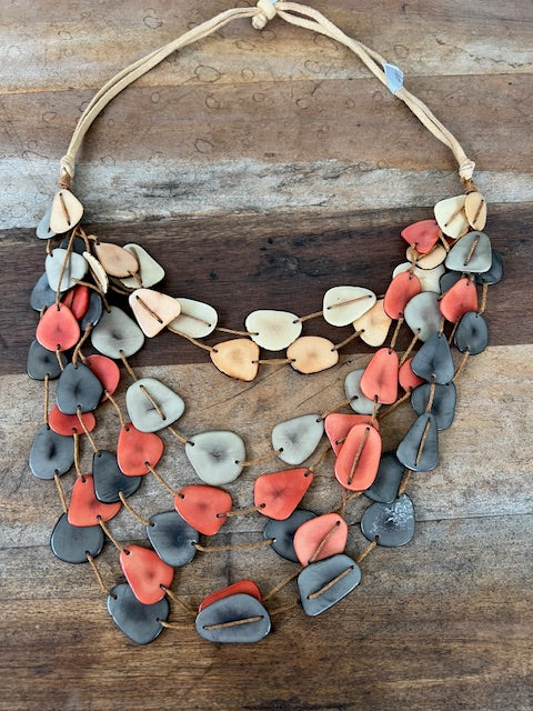 Cascading Tagua Necklace (Earth Tones)