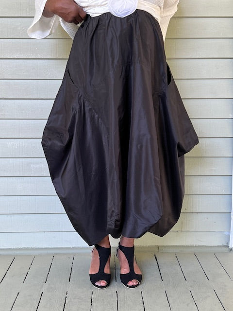DTH Architect Skirt in 100% SilkTaffeta (Chartreuse, Irridescent, Burgundy, Dark Gray, Gold, Silver Gray, Black, Turmeric, Olive Gold, Navy