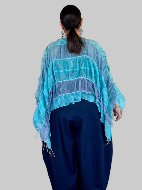 DTH Silk Cotton Poncho (Ocean)
