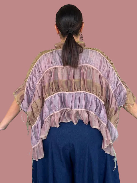 DTH Silk Cotton Poncho (Lavendar and Gold)