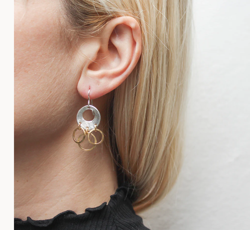 Small Cutout Disc with Rings (Brass and Silver)