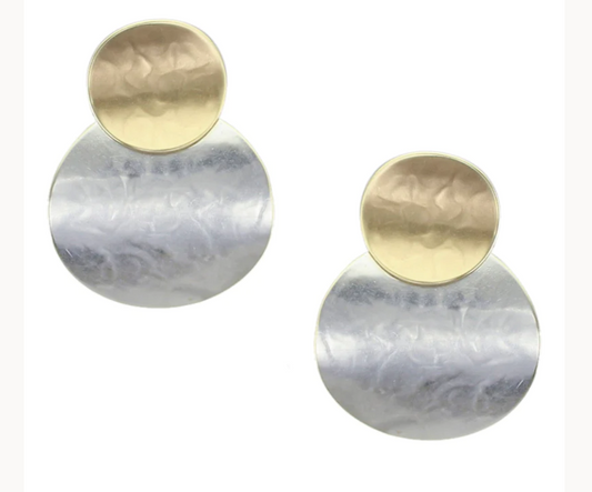 Clip-on brass circle over silver circle