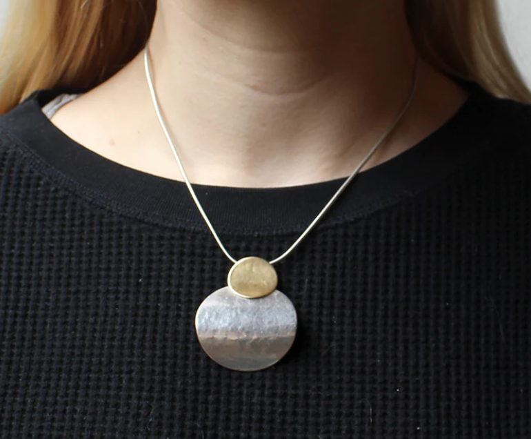 Layered Curved Disc Necklace
