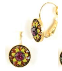 Swarovski Crystal Lever Back Mini Mosaic (Red/Green)