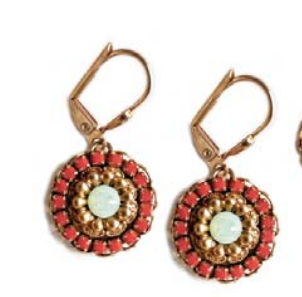 Swarovski Crystal Lever Back Round Mosaic (Coral/Opal)