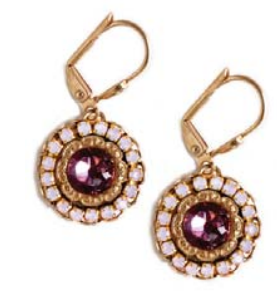 Swarovski Crystal Lever Back Round Mosaic (White/Pink)