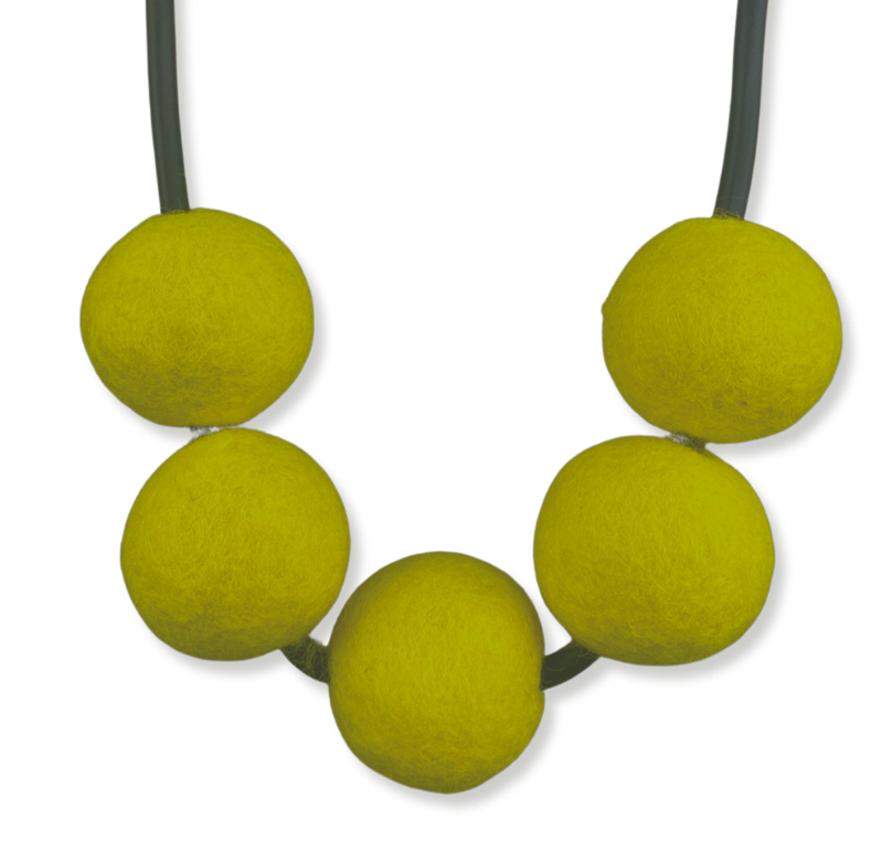 Short Felt Necklace (Yellow, Blue, or Purple)