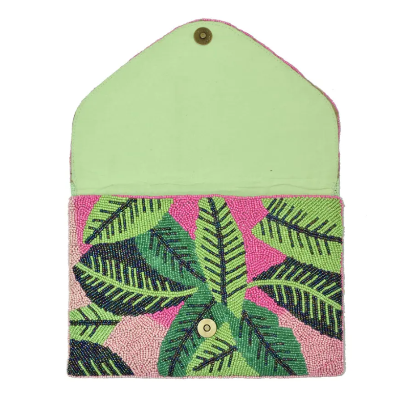Coco Beaded Clutch (Beige/White/Black or Pink/Green)