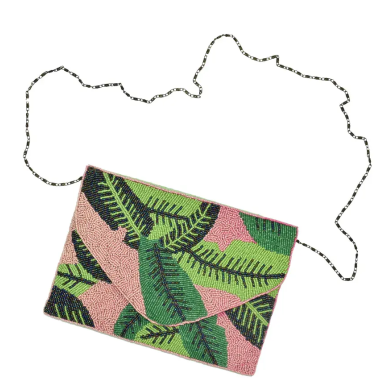 Coco Beaded Clutch (Beige/White/Black or Pink/Green)