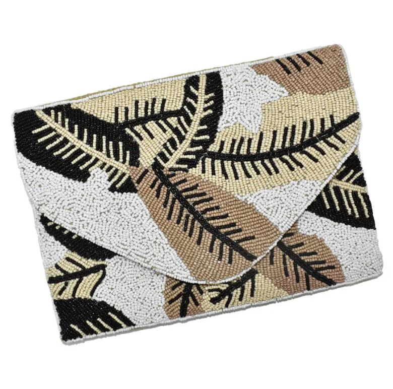Coco Beaded Clutch (Beige/White/Black or Pink/Green)