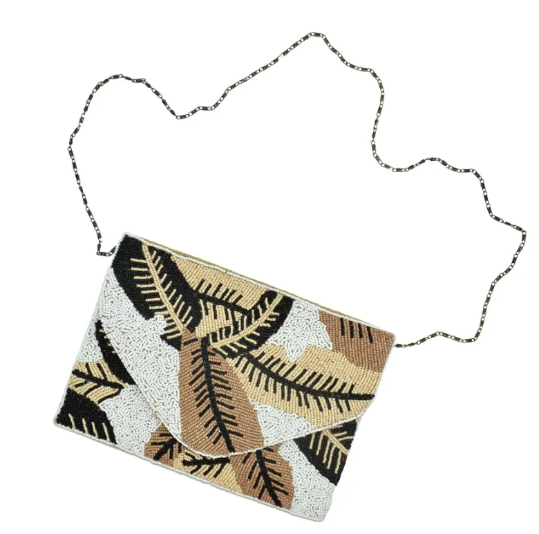 Coco Beaded Clutch (Beige/White/Black or Pink/Green)