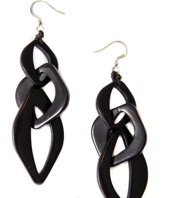 Tagua Pame Earrings (Orange/Green, Magenta, Black)