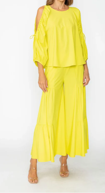 IC Collection Cold Shoulder Dolman Sleeve Top (Red or Lemon)