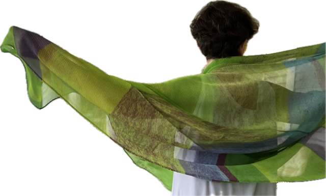 MC Oasis Lime Green Pleated Shawl