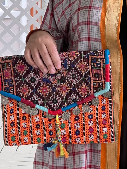 Antique Hand Embroidered Envelope Bag