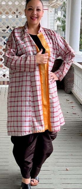 DTH 100% Silk Sari Fabric Coat