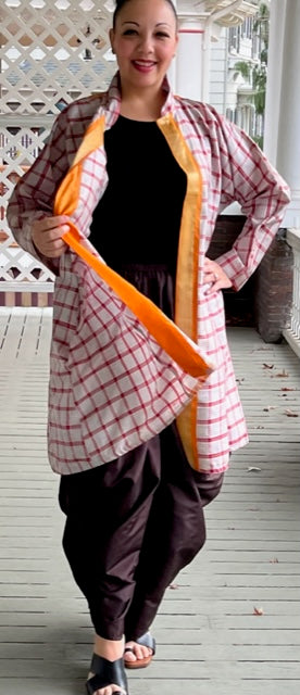 DTH 100% Silk Sari Fabric Coat
