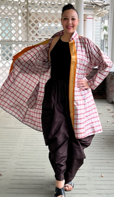 DTH 100% Silk Sari Fabric Coat