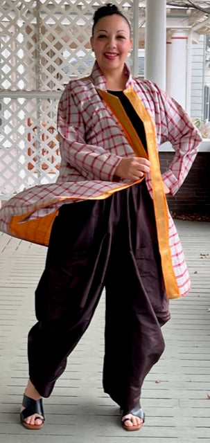 DTH 100% Silk Sari Fabric Coat