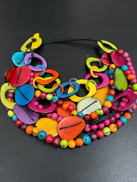 Vibrant Multi-Strand Tagua Nut Necklace