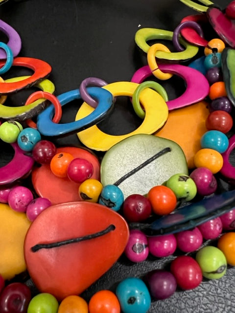 Vibrant Multi-Strand Tagua Nut Necklace