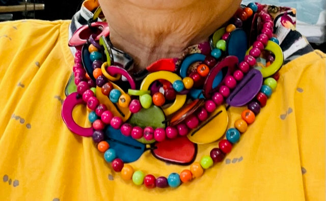 Vibrant Multi-Strand Tagua Nut Necklace