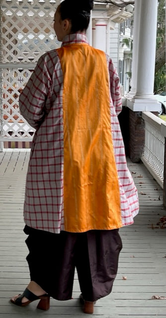 DTH 100% Silk Sari Fabric Coat