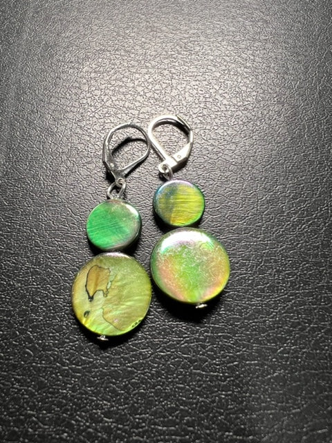 Moss Green Mother of Pearl Earrings