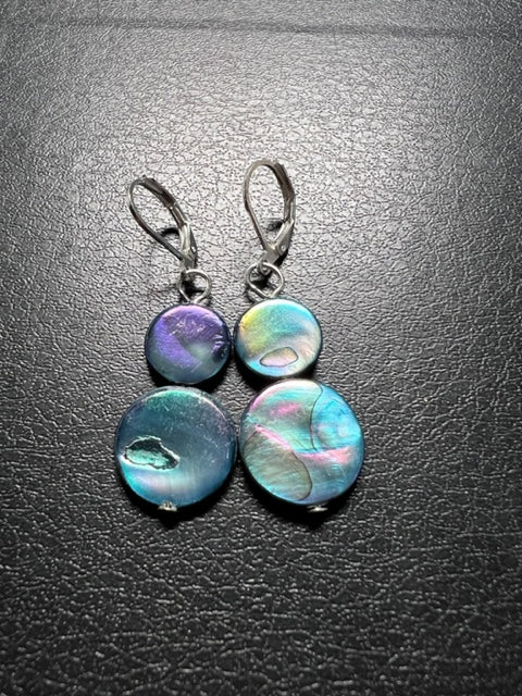 Navy Blue Mother of Pearl Earrings