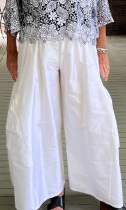 Planet 100% Silk White Shantung Big Pocket Pants