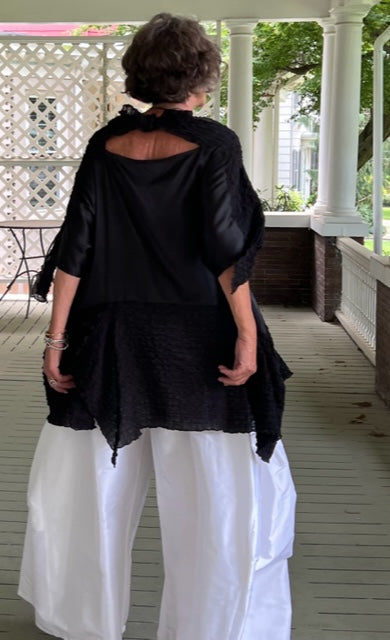 DTH Black Silk Tunic Top