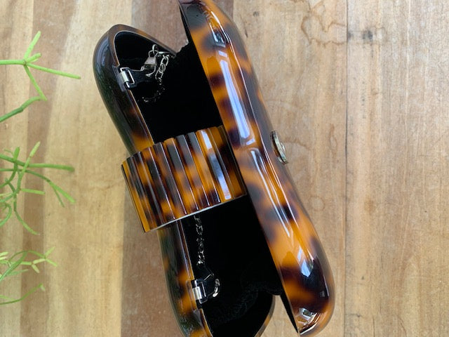 Tortoise Lucite Clutch