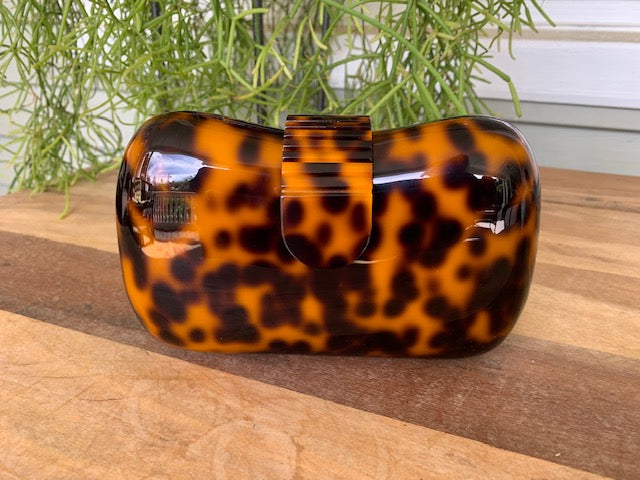 Tortoise Lucite Clutch