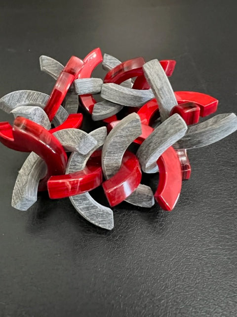 Upcycled Two-Tone Horn Bracelet (Red)