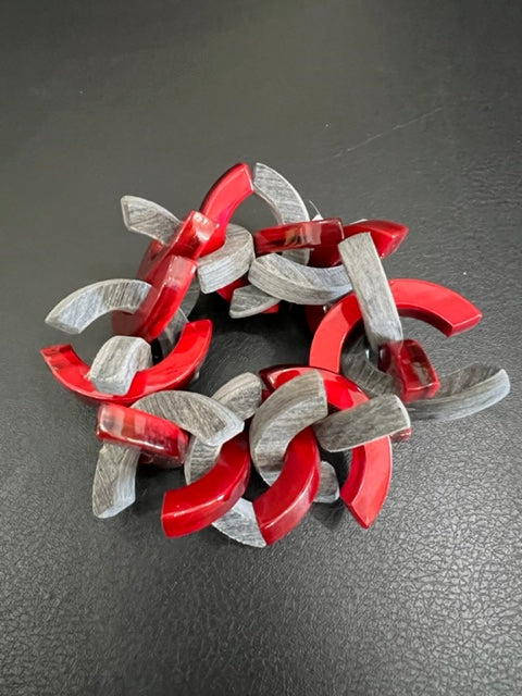 Upcycled Two-Tone Horn Bracelet (Red)